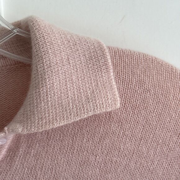 VTG VGUC Neiman Marcus Cashmere Sweater Womens Pink Polo Collared M - Picture 4 of 9